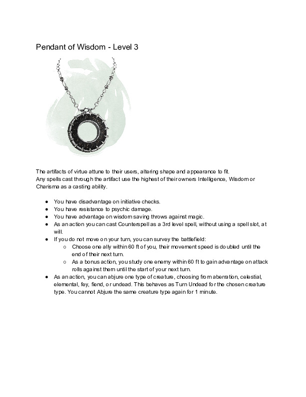 Pendant of Wisdom
